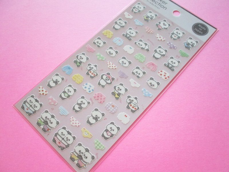 Photo1: Kawaii Cute Stickers Sheet Gaia *Panda & Pants (46665-1) (1)