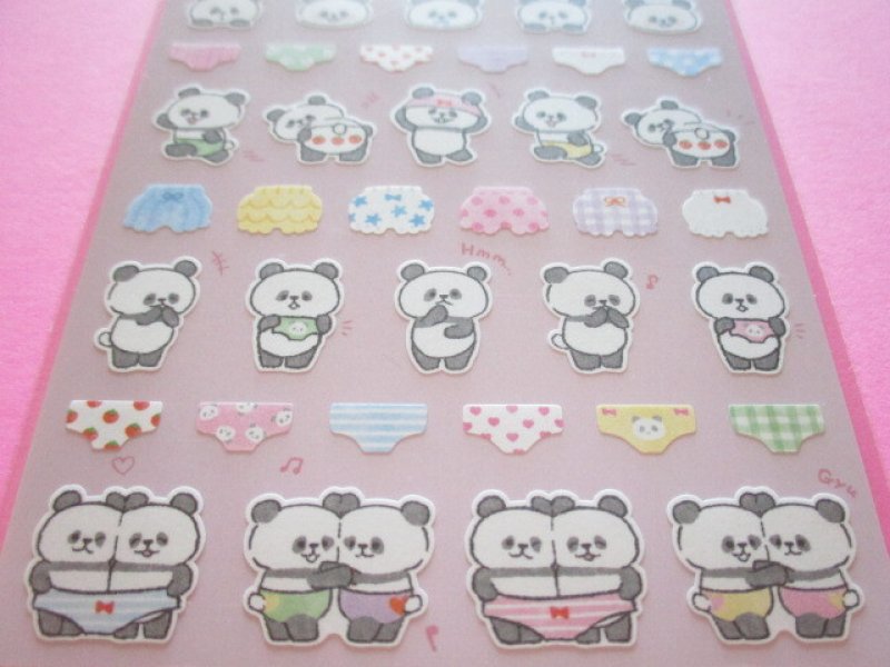 Photo2: Kawaii Cute Stickers Sheet Gaia *Panda & Pants (46665-1)