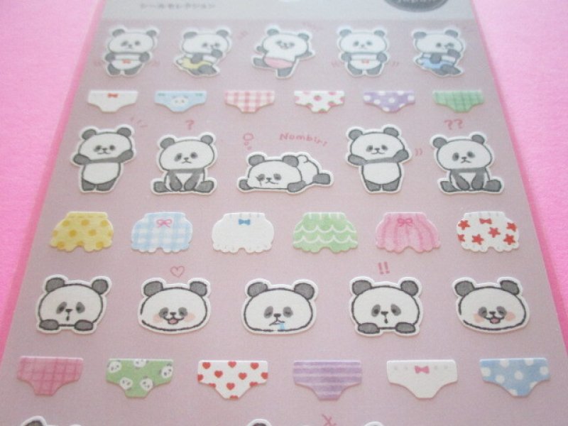 Photo1: Kawaii Cute Stickers Sheet Gaia *Panda & Pants (46665-1)