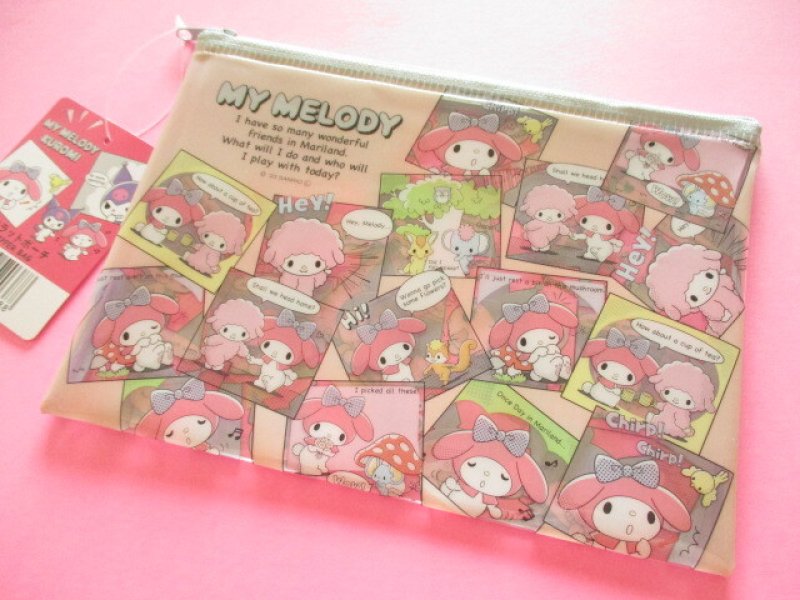 Photo1: Kawaii Cute Flat Vinyl Pouch My Melody & Kuromi Sanrio *Comics (34786) (1)