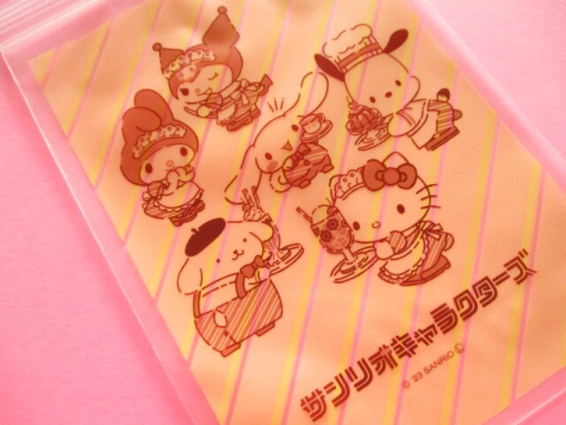 Photo1: 10pcs Kawaii Cute Sanrio Characters A6 size Zipper Bags Set *Sanrio Cafe (36659)