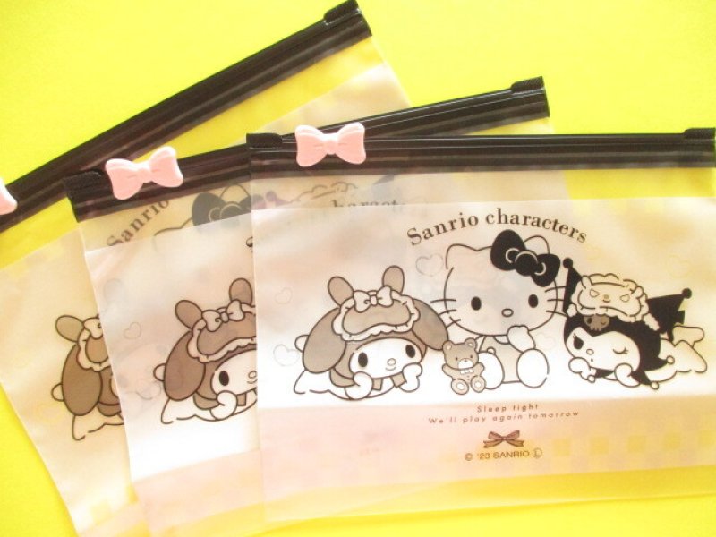 Photo1: 3 pcs Kawaii Cute S Size Sanrio Characters Ribbon Slider Bags Set (36243)