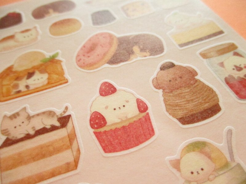 Photo3: Kawaii Cute Film Die Cut Seals Set Kyowa *Sweets Animals (62-D93)