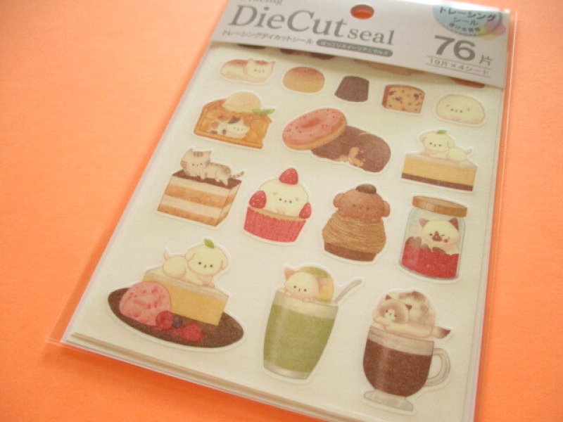 Photo1: Kawaii Cute Film Die Cut Seals Set Kyowa *Sweets Animals (62-D93) (1)