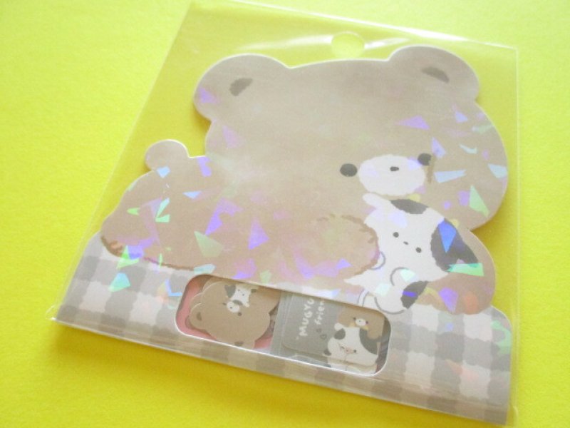 Photo1: Kawaii Cute Sticker Flakes Sack Q-LiA *Mugyutto! Friends / Bear (81042) (1)