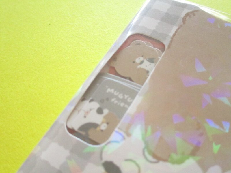 Photo1: Kawaii Cute Sticker Flakes Sack Q-LiA *Mugyutto! Friends / Bear (81042)