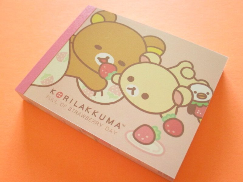 Photo1: Kawaii Cute Mini Memo Pad Korilakkuma San-x *Full of Strawberry Day (MH18501-2) (1)