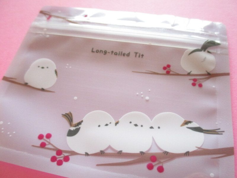 Photo2: 8 pcs Kawaii Cute A7 Zipper Bags Set Water light *Long-tailed Tit (237618-Blue)