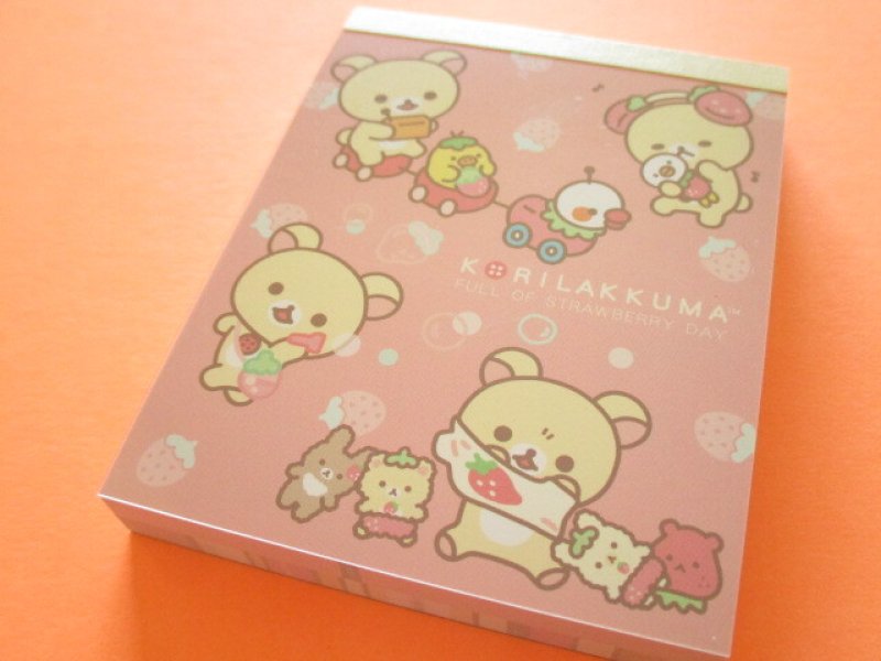 Photo1: Kawaii Cute Mini Memo Pad Korilakkuma San-x *Full of Strawberry Day (MH18501-1) (1)