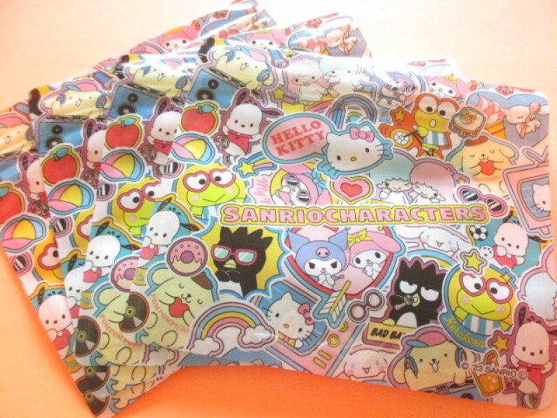 Photo1: 4 pcs Kawaii Cute Sanrio Characters B7 Zipper Bags Set *Sticker (38367)