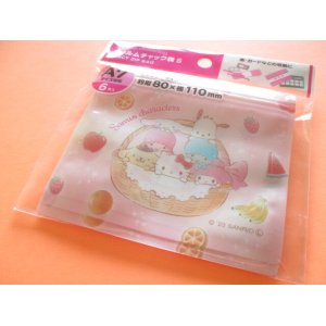 Photo: 6 pcs Kawaii Cute Sanrio Characters A7 Zipper Bags Set *Fruit (38364)