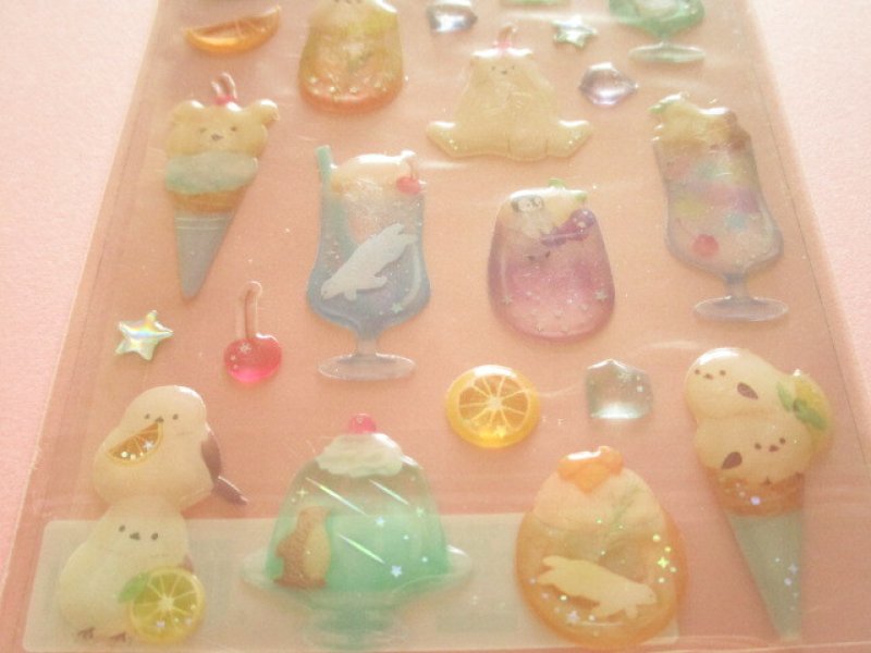 Photo2: Kawaii Cute Summer Drop Candy Stickers Sheet Q-Lia *Animal Soda (81202)