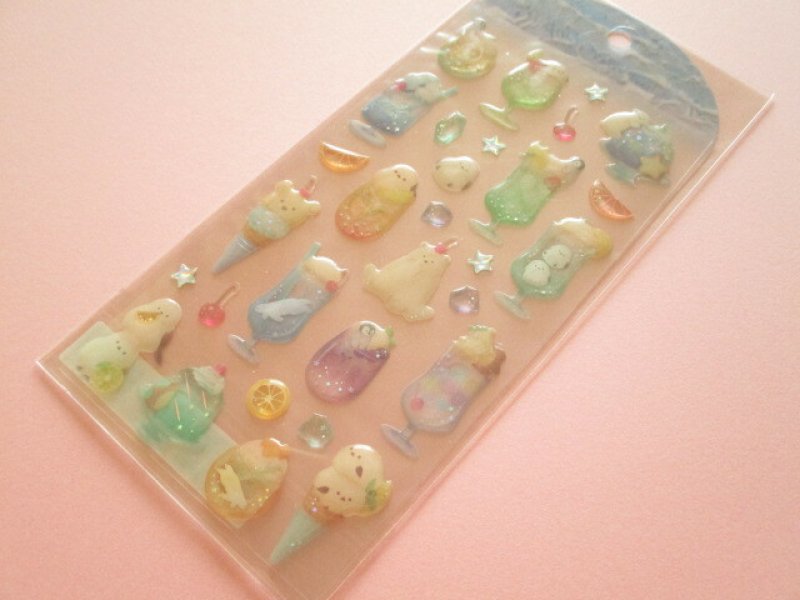 Photo1: Kawaii Cute Summer Drop Candy Stickers Sheet Q-Lia *Animal Soda (81202) (1)
