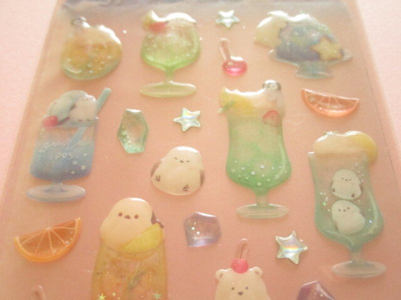 Photo1: Kawaii Cute Summer Drop Candy Stickers Sheet Q-Lia *Animal Soda (81202)