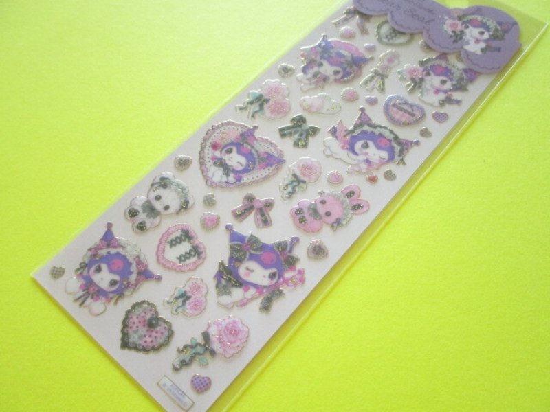 Photo1: Kawaii Cute Stickers Sheet Sanrio Characters × 飴ノ森ふみか Amenomori Fumika Clothes Pin *Kuromi (US-84024) (1)