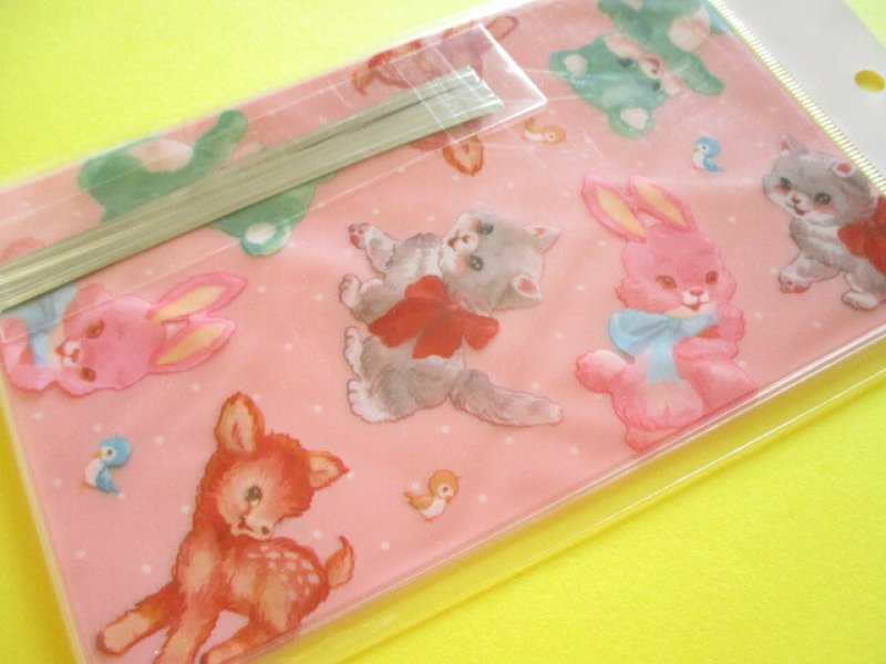 Photo1: Set of 2 Kawaii Cute Vinyl Bags *Retro Animal (NVO14)