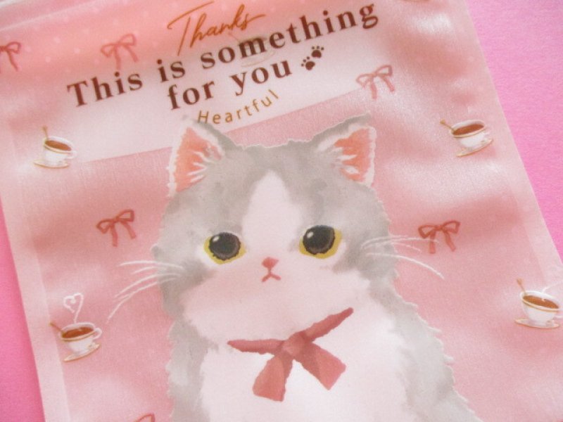 Photo2: 5 pcs Kawaii Cute Zipper Bags Set Nakano *Milk Cat (332811-2)