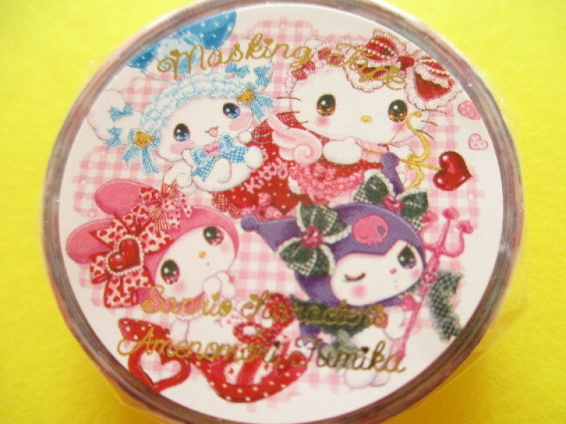Photo1: Kawaii Cute Masking Tape Sticker Sanrio Characters × 飴ノ森ふみか Amenomori Fumika Clothes Pin *A La Mode Mix (MT-84032)