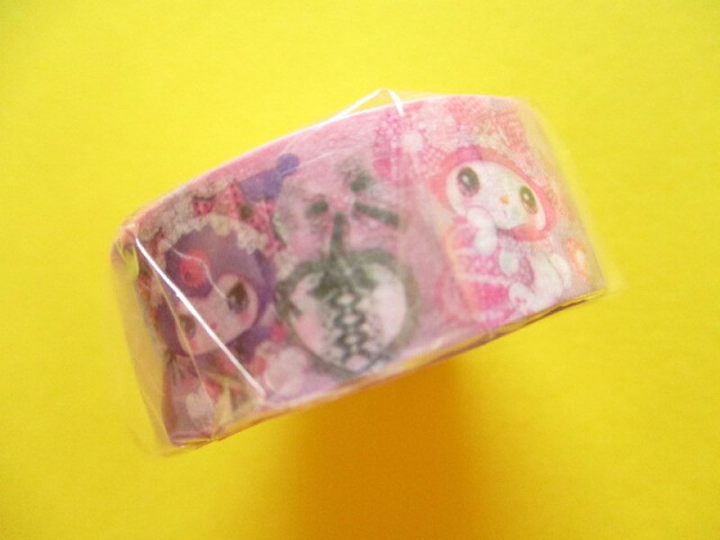 Photo2: Kawaii Cute Masking Tape Sticker Sanrio Characters × 飴ノ森ふみか Amenomori Fumika Clothes Pin *My Melody & Kuromi (MT-84031)