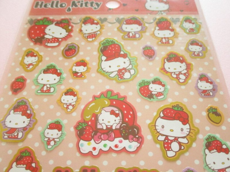 Photo1: Kawaii Cute Stickers Sheet Sanrio *Hello Kitty (Strawberry Hat 410704)