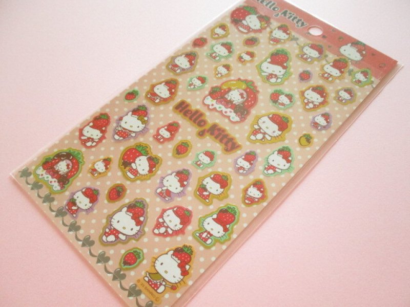 Photo1: Kawaii Cute Stickers Sheet Sanrio *Hello Kitty (Strawberry Hat 410704) (1)