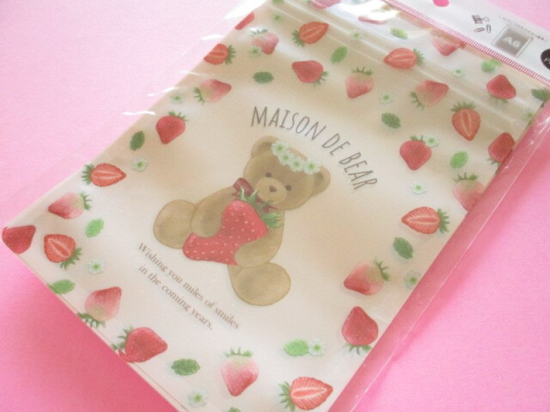 Photo1: 5 pcs Kawaii Cute A6 Zipper Bags Set amifa *Strawberry Bear #02 (140484) (1)