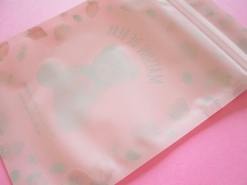 Photo3: 5 pcs Kawaii Cute A6 Zipper Bags Set amifa *Strawberry Bear #02 (140484)