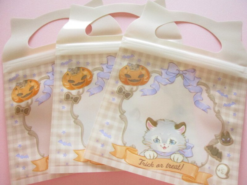 Photo1: 3 pcs Kawaii Cute Die Cut Handy Zipper Bags Set amifa *Vintage Halloween (121704)