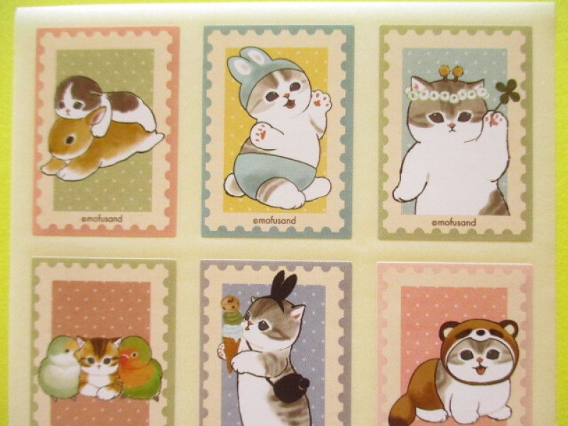 Photo2: Kawaii Cute Square Stickers Sheet Eikoh *Mofusand (133363 #02)