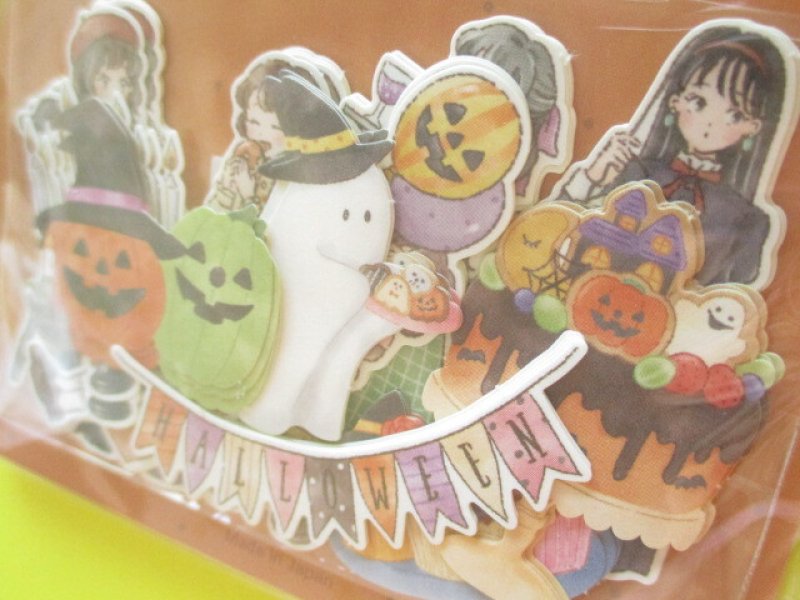 Photo1: Kawaii Cute Sticker Flakes Sack Gaia *Halloween Girls (466734)