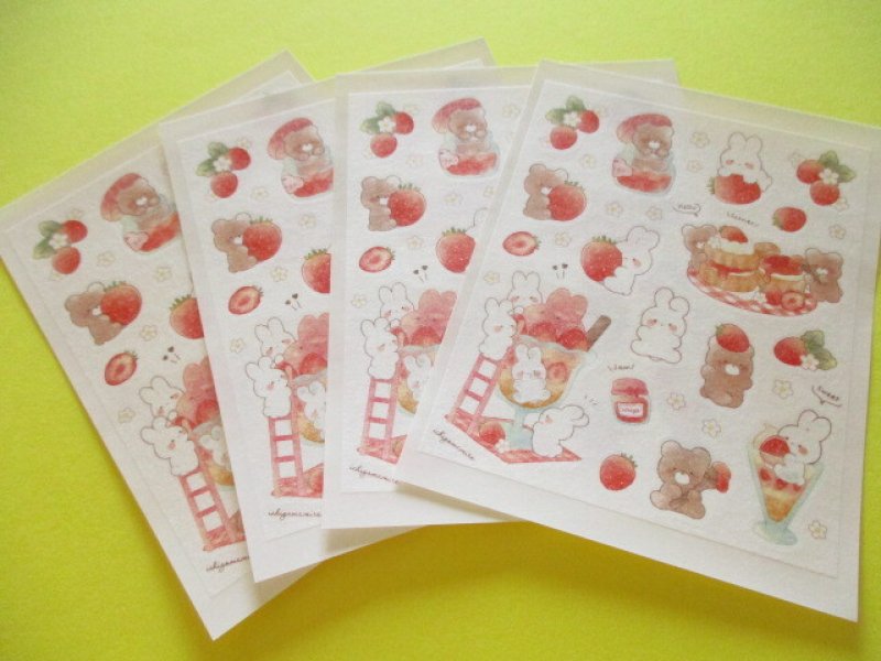 Photo1: Kawaii Cute Masking Die Cut Seals Set Kyowa *いちごまみれ (62-E49)
