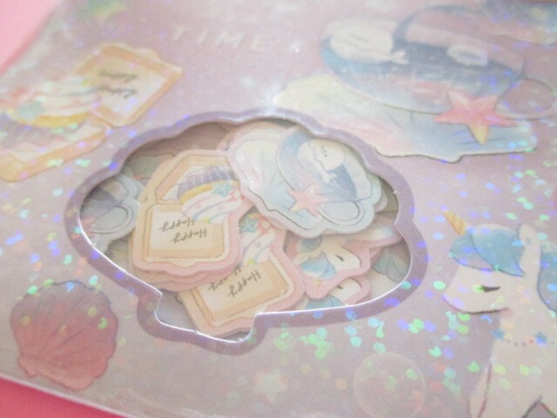 Photo1: Kawaii Cute Sticker Flakes Sack Kamio Japan *Clear tea time  (221877)