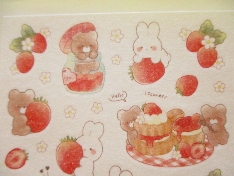 Photo2: Kawaii Cute Masking Die Cut Seals Set Kyowa *いちごまみれ (62-E49)