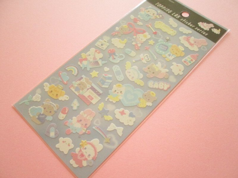 Photo1: Kawaii Cute Topping Lab Stickers Sheet Gaia *Angel (466742-Blue) (1)