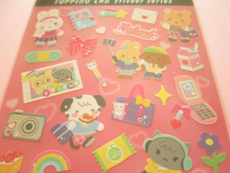 Photo1: Kawaii Cute Topping Lab Stickers Sheet Gaia *School (466742-Pink)