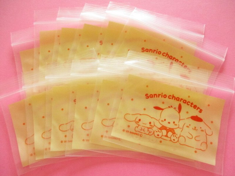 Photo1: 12pcs Kawaii Cute Sanrio Characters B8 size Small Zipper Bags Set *Orange (38382)