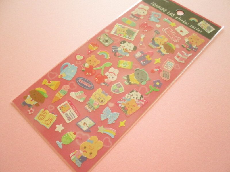 Photo1: Kawaii Cute Topping Lab Stickers Sheet Gaia *School (466742-Pink) (1)