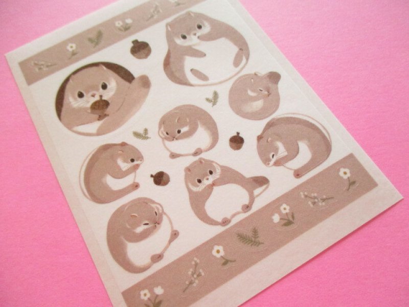 Photo2: Kawaii Cute Tracing Die Cut Seals Set Kyowa *Japanese dwarf flying squirrel (62-E67)