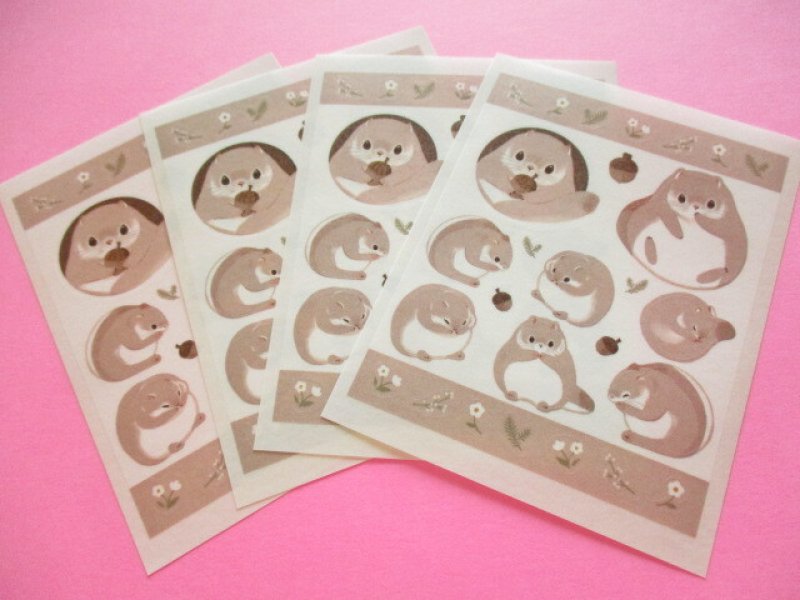 Photo1: Kawaii Cute Tracing Die Cut Seals Set Kyowa *Japanese dwarf flying squirrel (62-E67)
