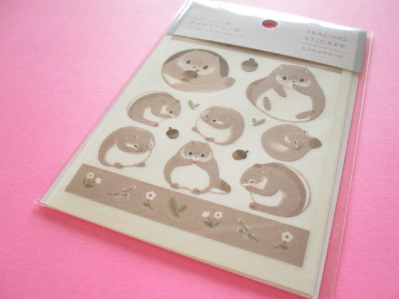 Photo1: Kawaii Cute Tracing Die Cut Seals Set Kyowa *Japanese dwarf flying squirrel  (62-E67) (1)