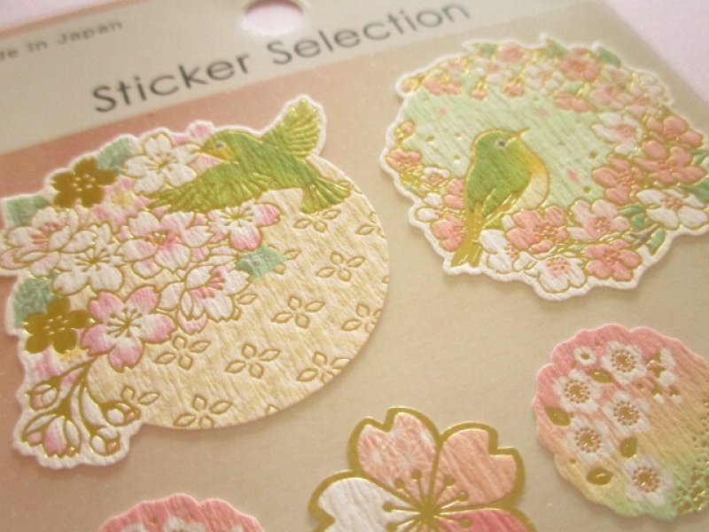 Photo3: Beautiful Stickers Sheet Gaia *Golden Japanese Style Sakura Cherry Blossom (466755-Cettia diphone)