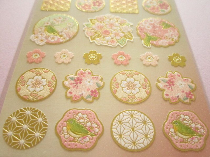 Photo2: Beautiful Stickers Sheet Gaia *Golden Japanese Style Sakura Cherry Blossom (466755-Cettia diphone)