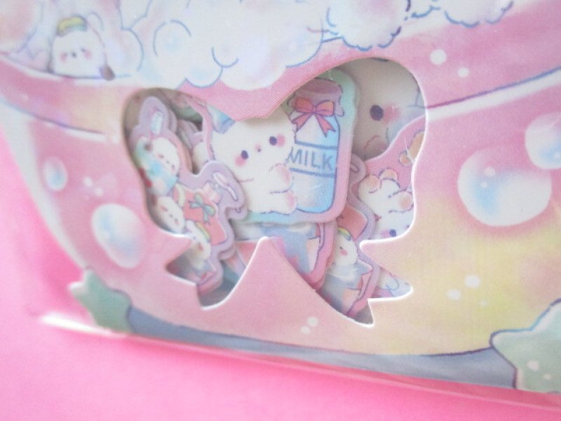 Photo1: Kawaii Cute Sticker Flakes Sack Q-LiA *Oyasumi Bunny (91118)
