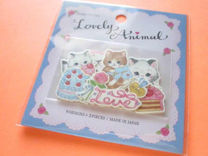 Photo1: Kawaii Cute Lovely Animal Sticker Flakes Sack Gaia *Cat (468027) (1)