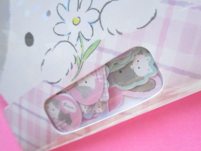Photo1: Kawaii Cute Sticker Flakes Sack Q-LiA *なにしてるの/ Kitten (91116)