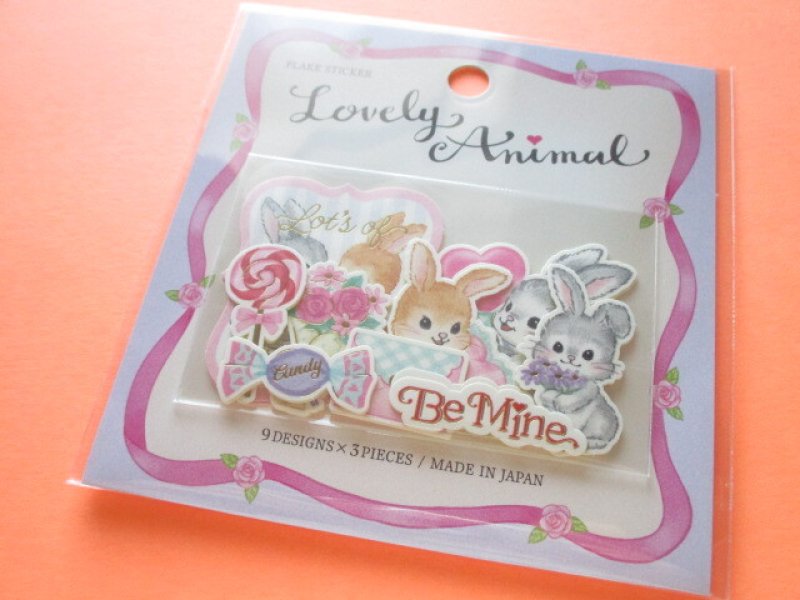 Photo1: Kawaii Cute Lovely Animal Sticker Flakes Sack Gaia *Rabbit (468028) (1)