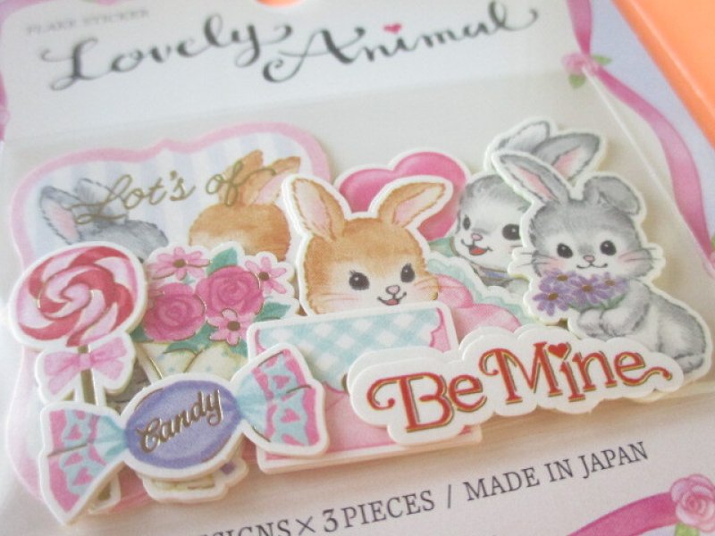 Photo1: Kawaii Cute Lovely Animal Sticker Flakes Sack Gaia *Rabbit (468028)
