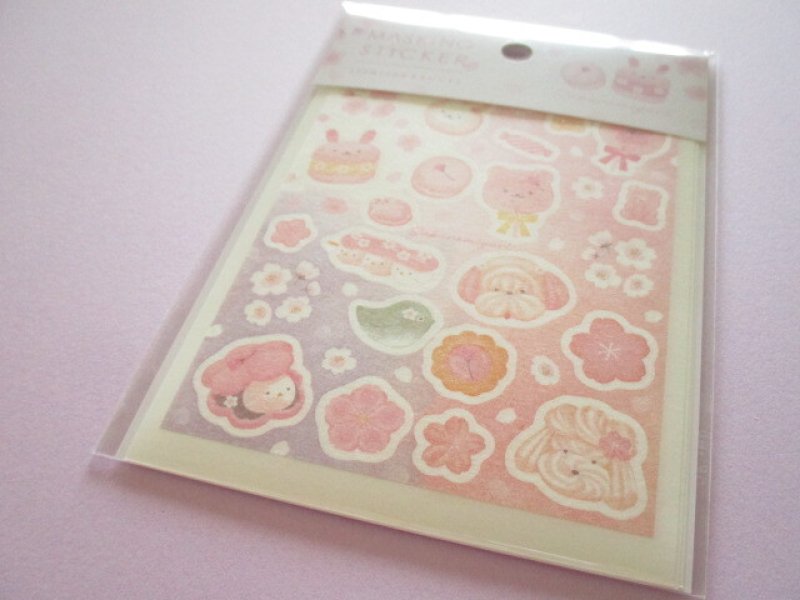 Photo1: Kawaii Cute Masking Stick Seals Stickers Set Kyowa *Cherry blossom Sakura meguri Sweets (62-E69) (1)