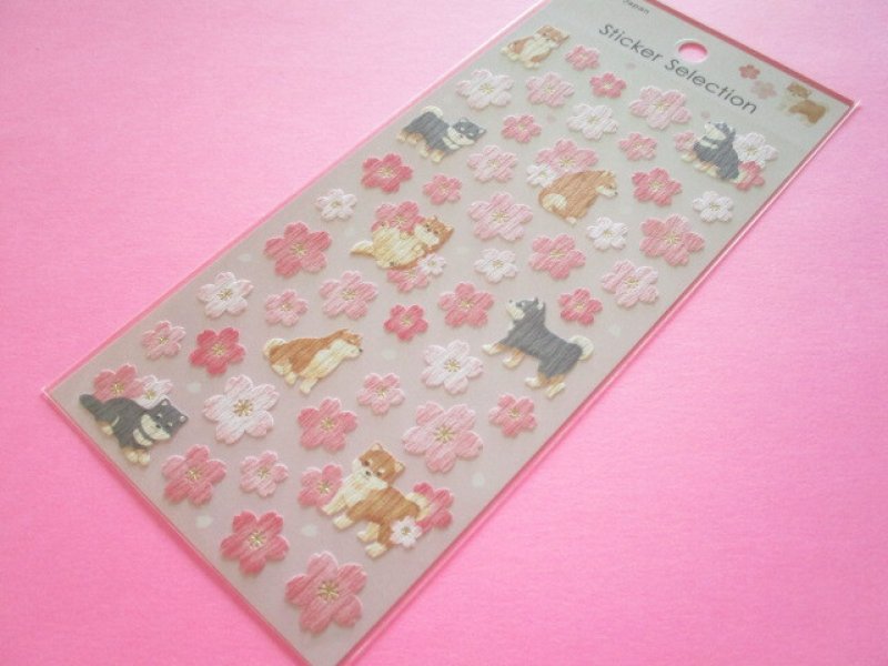 Photo1: Kawaii Cute Stickers Sheet Cherry Blossom Gaia *Shiba & Cherry Blossom (466771-1) (1)