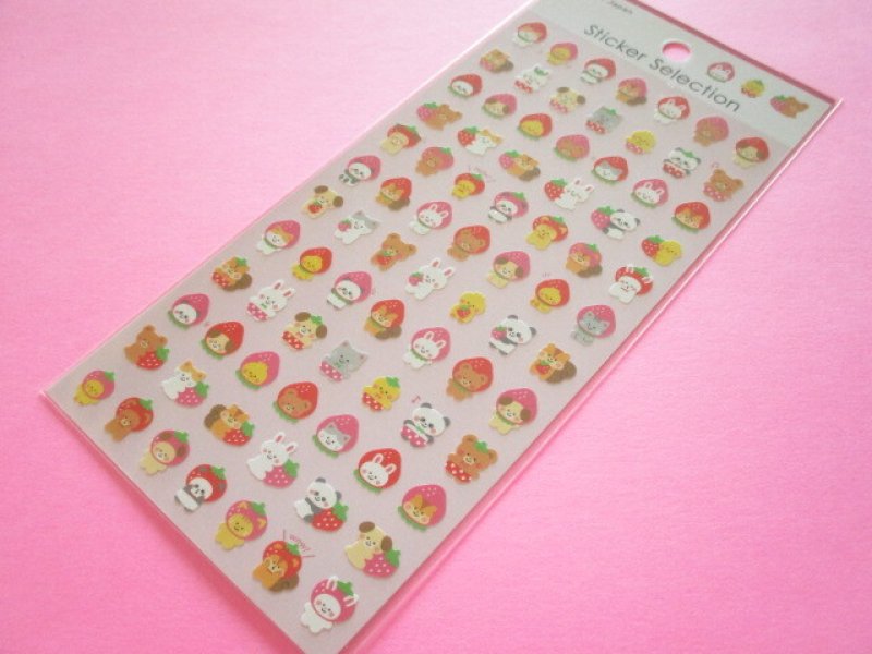 Photo1: Kawaii Cute Stickers Sheet Gaia *キグルミ Strawberry (466764) (1)